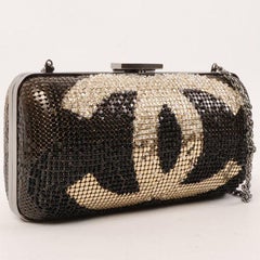 Chanel Around 2006 Made Beads CC Metal Clasp Chain 2Way Bag Black
