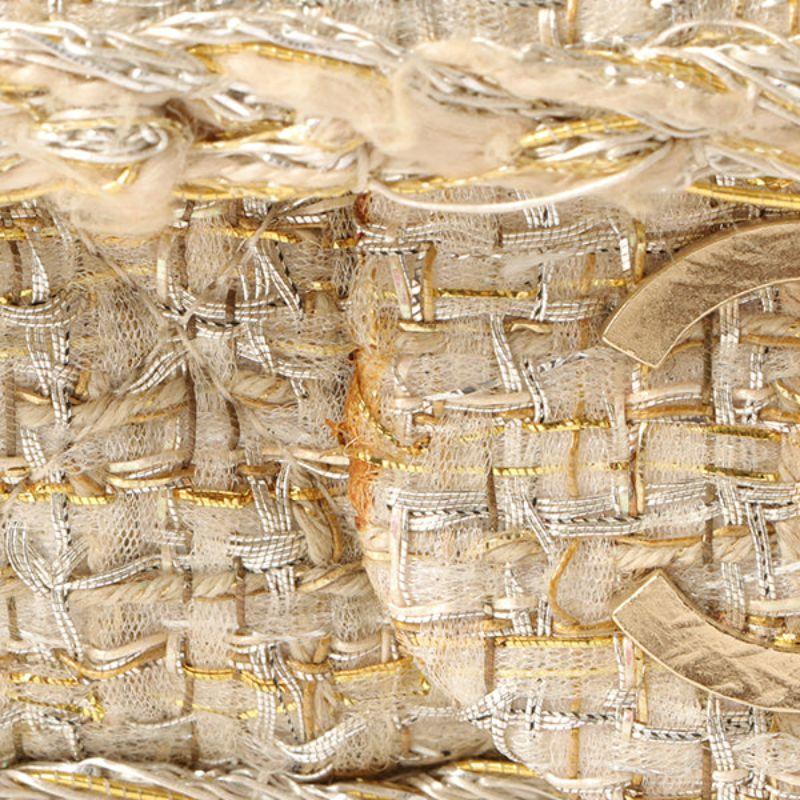 Chanel Around 2007 Made Tweed Cc Mark Plate Chain Shoulder Bag Beige/Silver/Gold 16