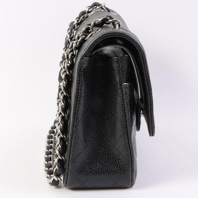 Women's Chanel Around 2008 Made Karl Lagerfeld Autograph Caviar Skin Flap Black Bag