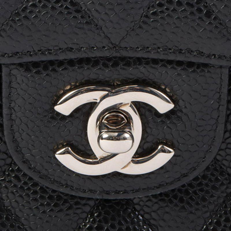 Chanel Around 2008 Made Karl Lagerfeld Autograph Caviar Skin Flap Black Bag 5