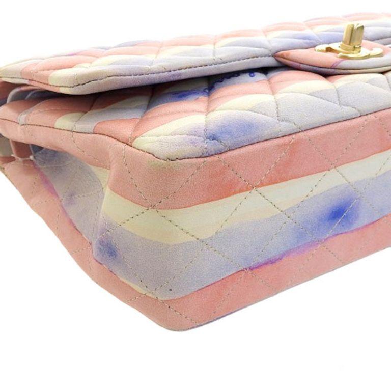Chanel Around 2009 Made Watercolor Logo Print Classic Flap Chain Bag 25Cm For Sale 1