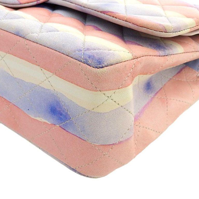 Chanel Around 2009 Made Watercolor Logo Print Classic Flap Chain Bag 25Cm For Sale 2