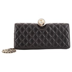 Chanel Around The World Chain Clutch Bag Quilted Lambskin