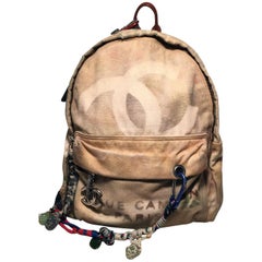 Chanel Art School Large Beige Canvas Graffiti Backpack
