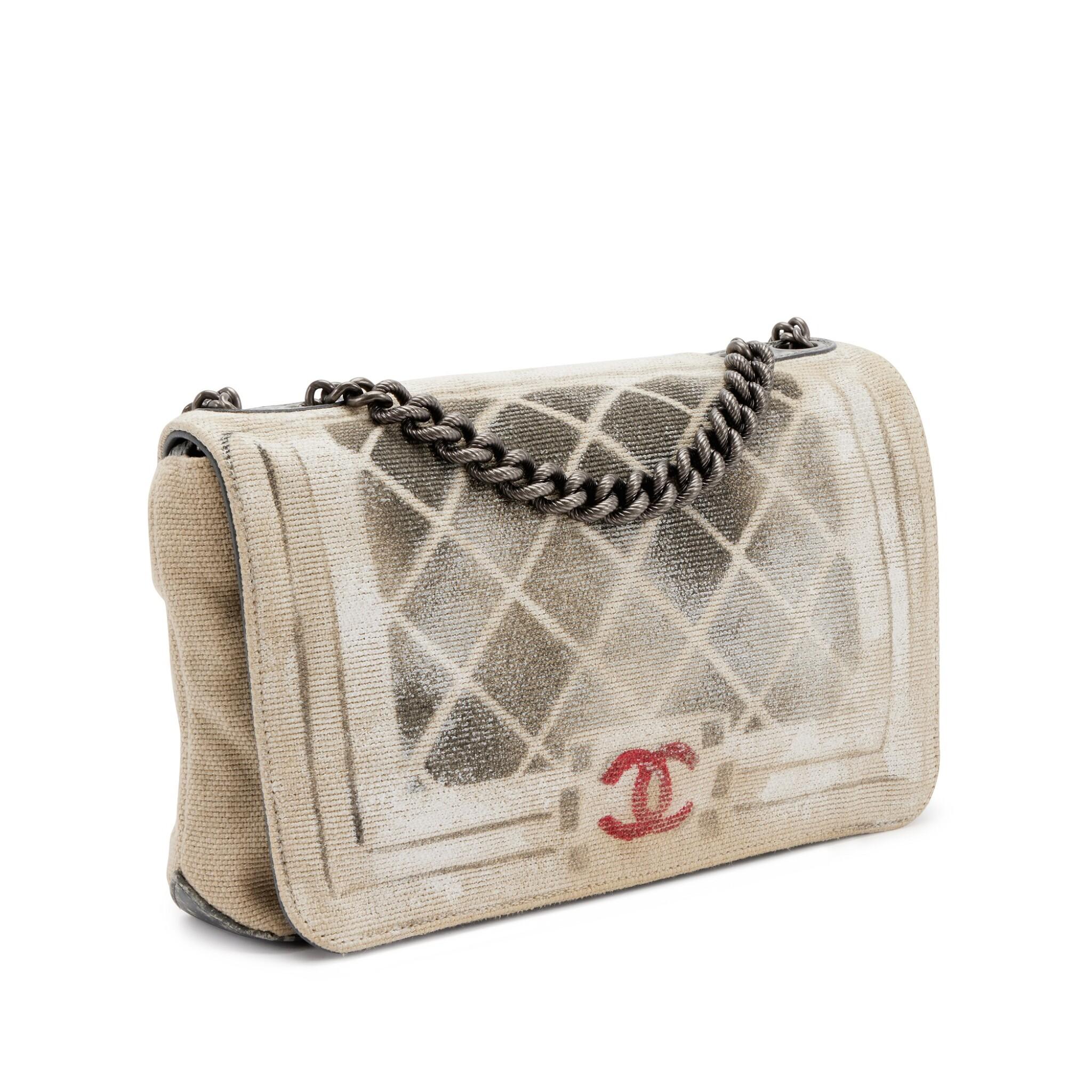 Femenino o masculino Chanel Art School Oh My Boy Bolso con solapa Bolso de hombro de lona Graffiti en venta