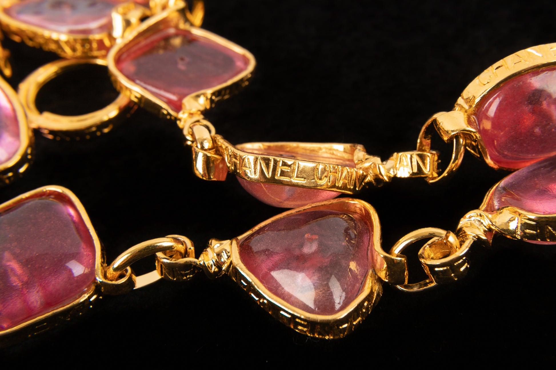 Chanel Articulated Necklace with Pink Glass Paste, 1996 For Sale 2