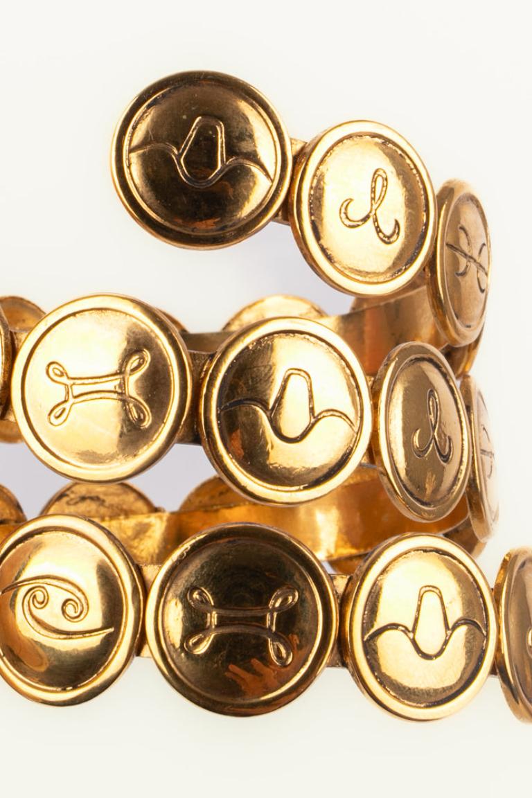 Chanel Astrologie Goldenes Spiralarmband aus Metall, 1990er-Jahre im Angebot 3