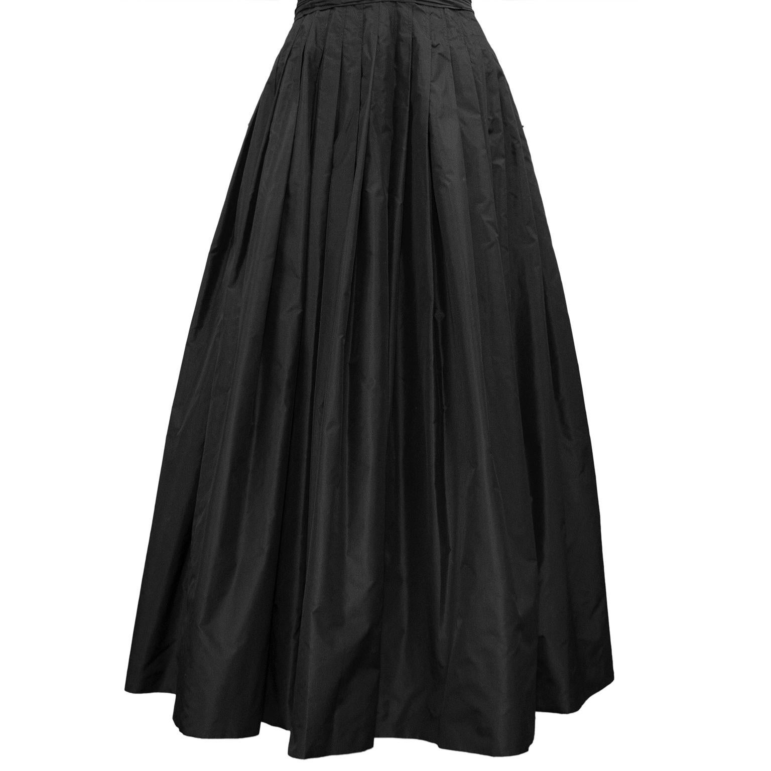 Chanel Autumn 1986 Runway Strapless Black Taffeta Tea Length Dress 2