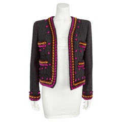 Chanel Autumn 1997 Brown Wool Boucle Jacket with  Chenille Velvet Trim