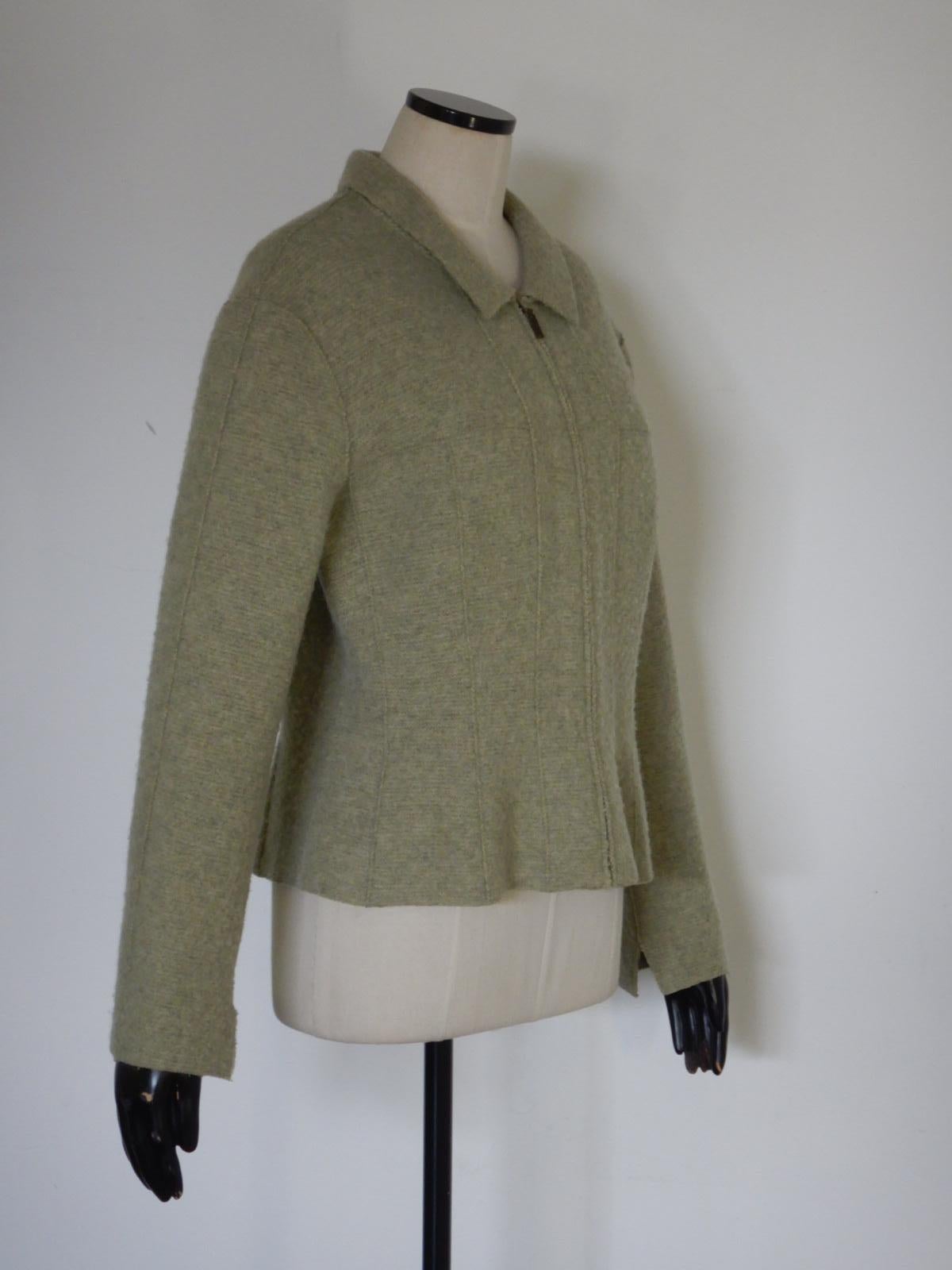 Gray Chanel Autumn 1999 Green Wool Jacket For Sale
