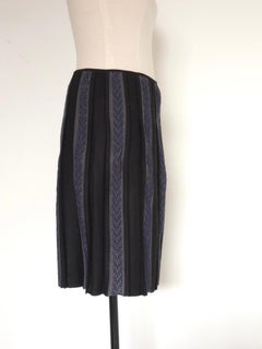 Chanel Autumn 2005 Black Wool Striped Skirt