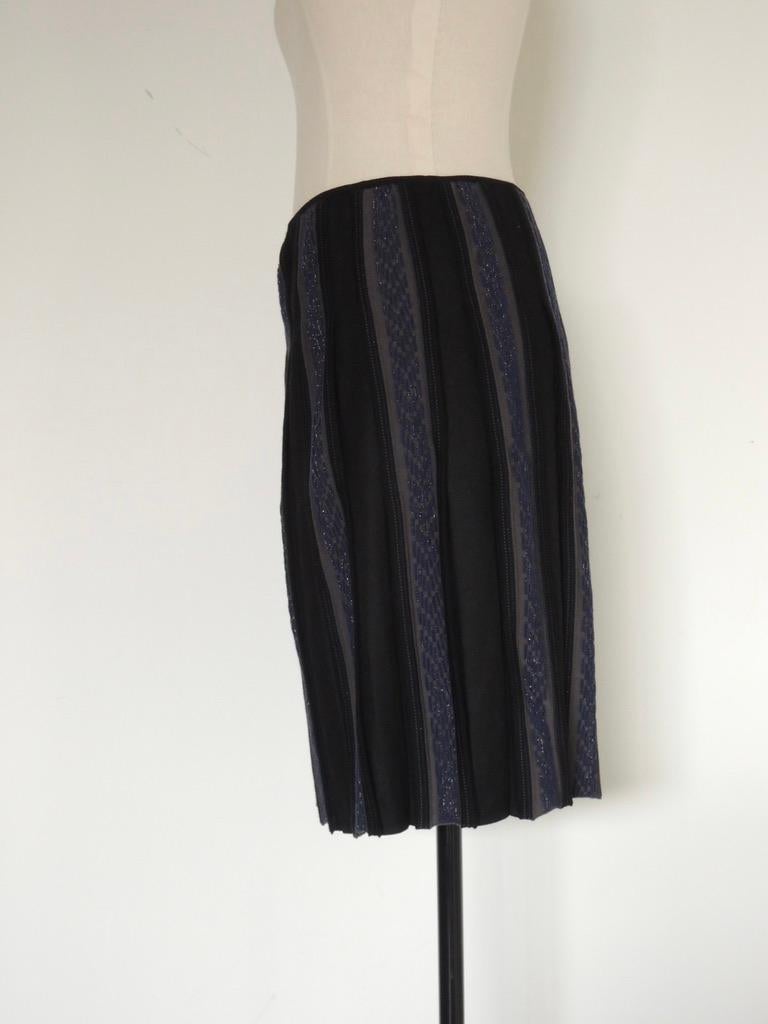 Chanel Autumn 2005 Black Wool Striped Skirt In Excellent Condition For Sale In Oakland, CA
