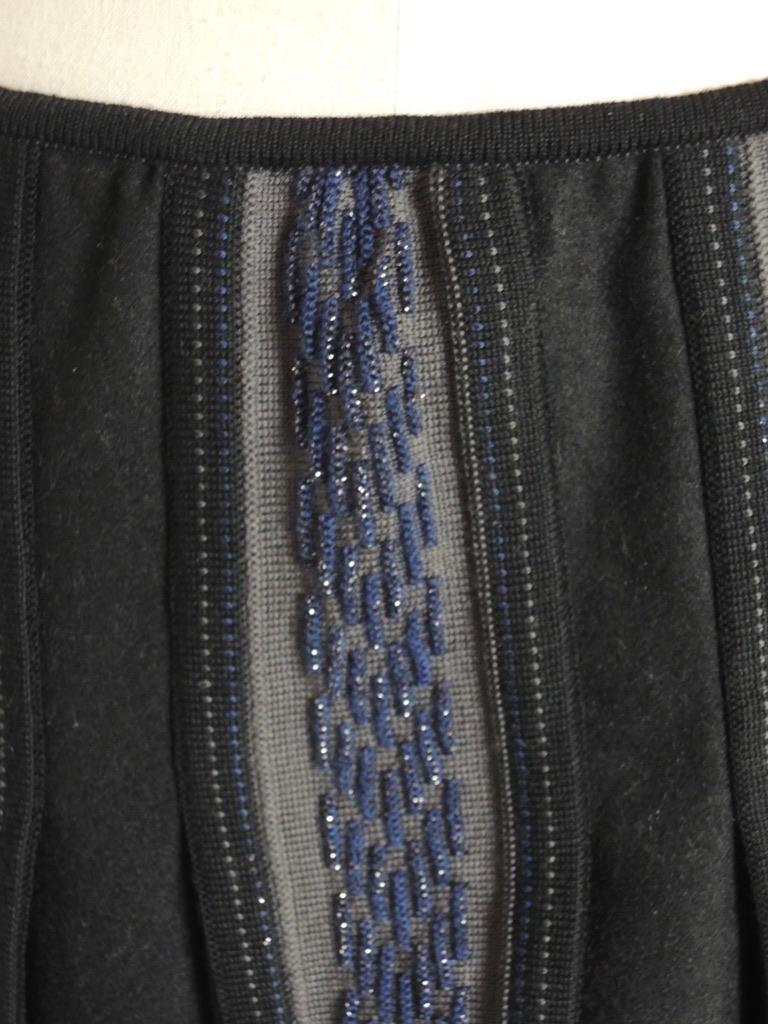 Chanel Autumn 2005 Black Wool Striped Skirt For Sale 1