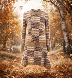 CHANEL Autumn Forest Beige Iridescent Tweed Dress 38 FR