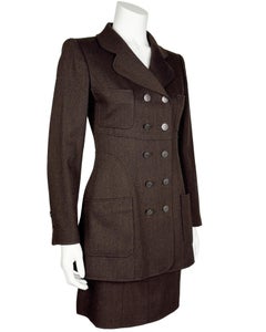 Chanel Autumn/Winter 1997 Brown Wool Skirt Suit With Long Jacket