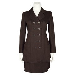 Chanel Autumn/Winter 1997 Brown Wool Skirt Suit With Long Jacket