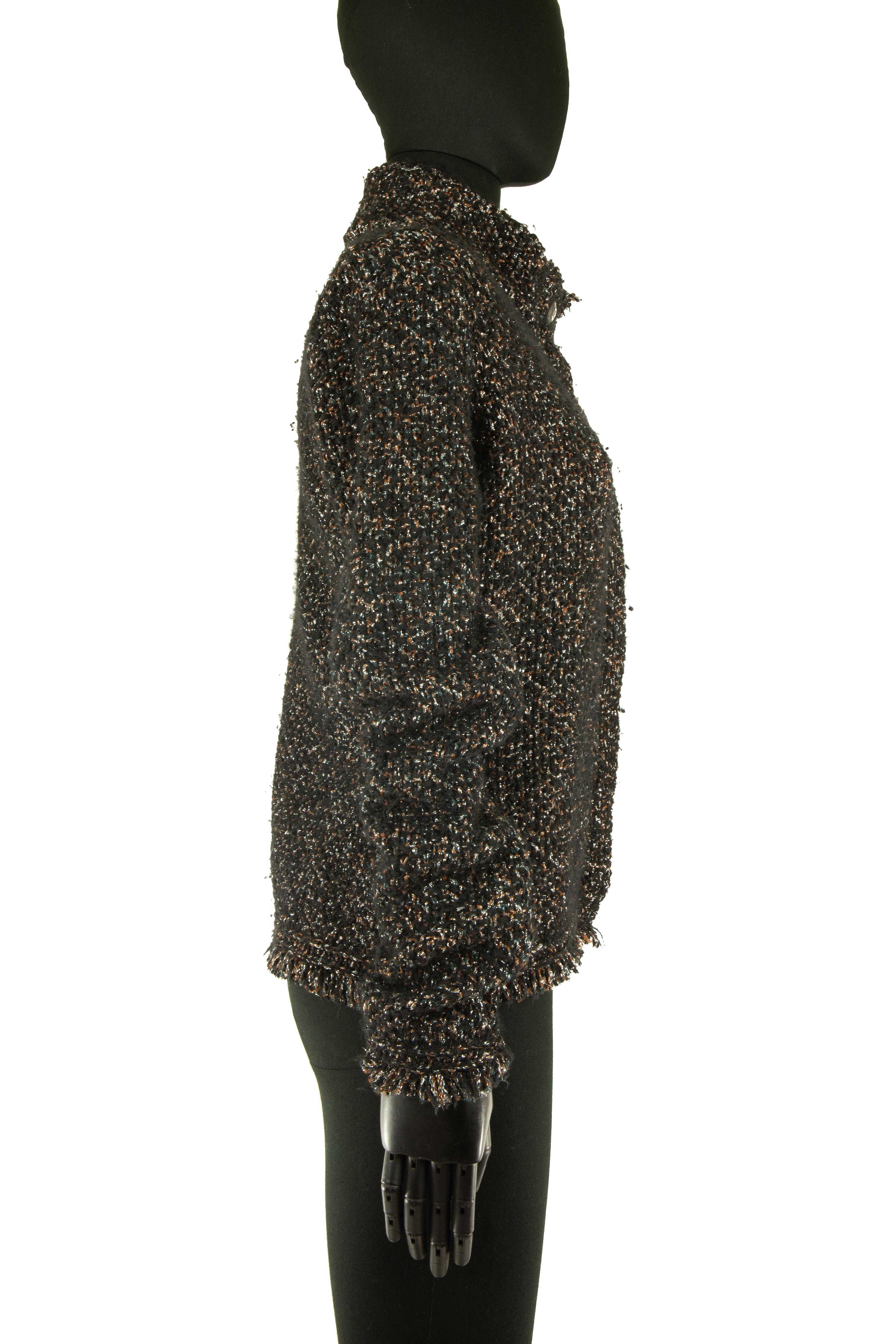 Black Chanel Autumn / Winter 2003 Tweed Zip Up Jacket