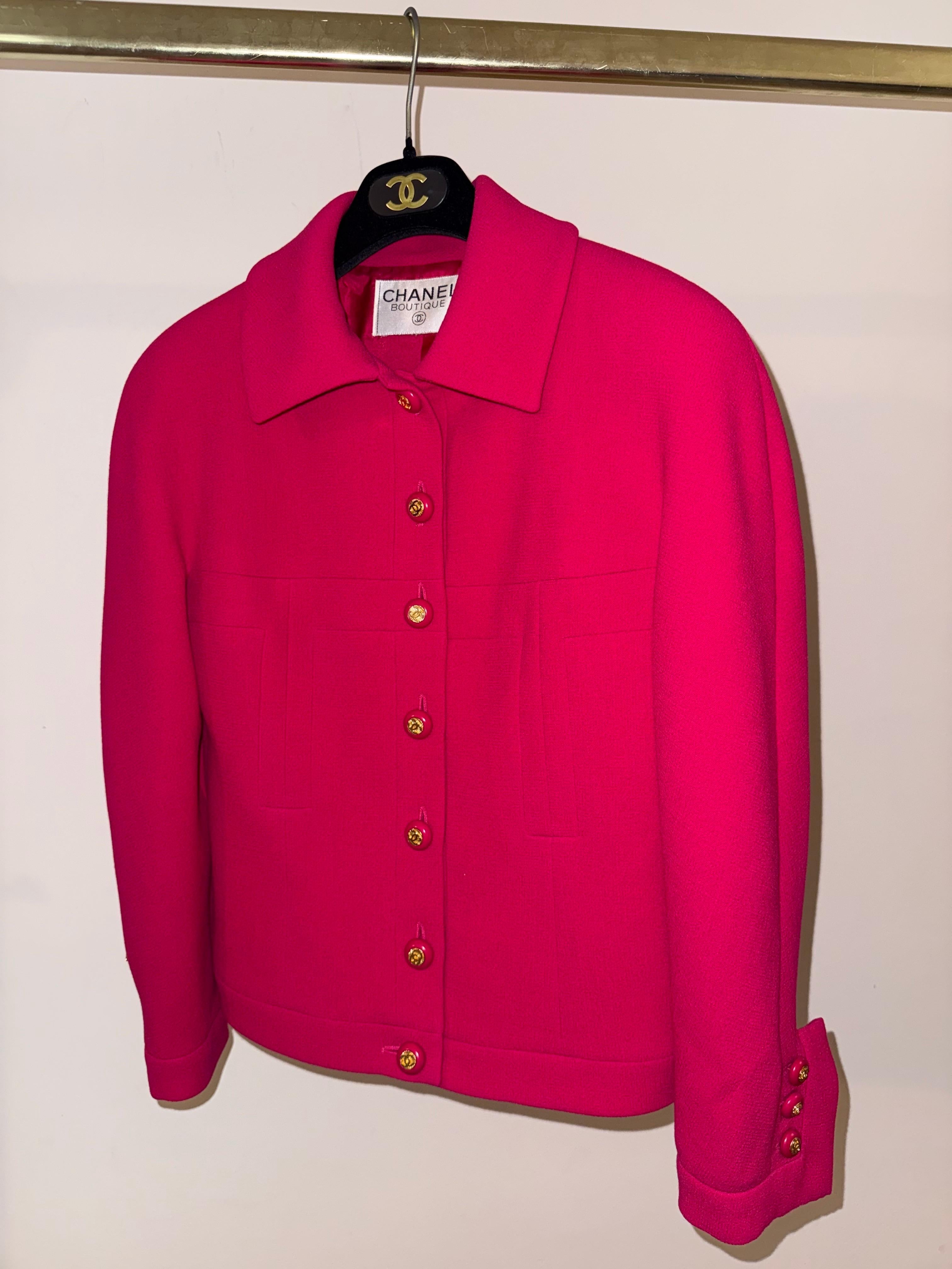 Chanel AW 1991 Hip-Hope Collection abito con gonna fucsia da passerella di Karl Lagerfeld in vendita 10