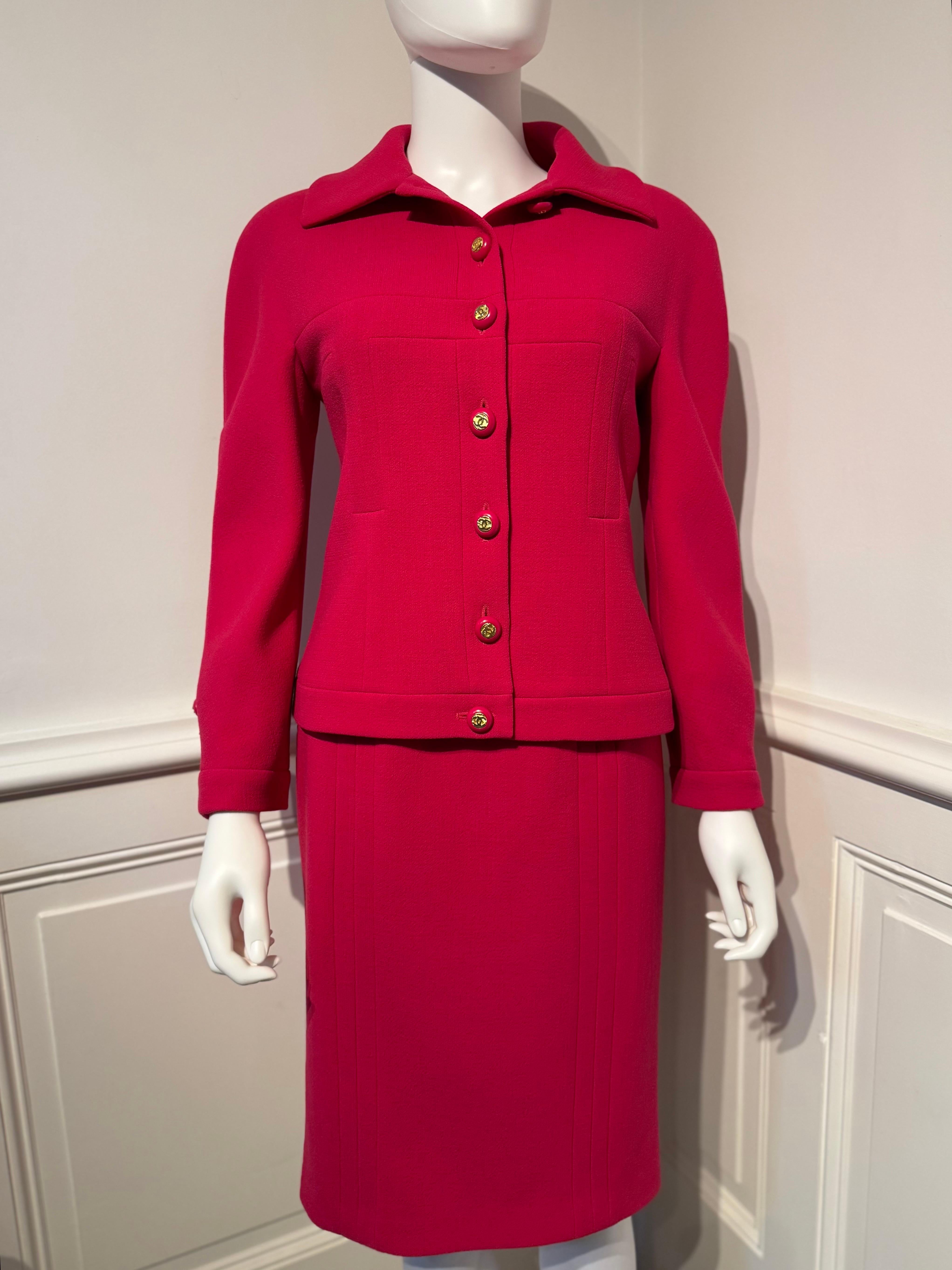 Chanel AW 1991 Hip-Hope Collection abito con gonna fucsia da passerella di Karl Lagerfeld in vendita 13