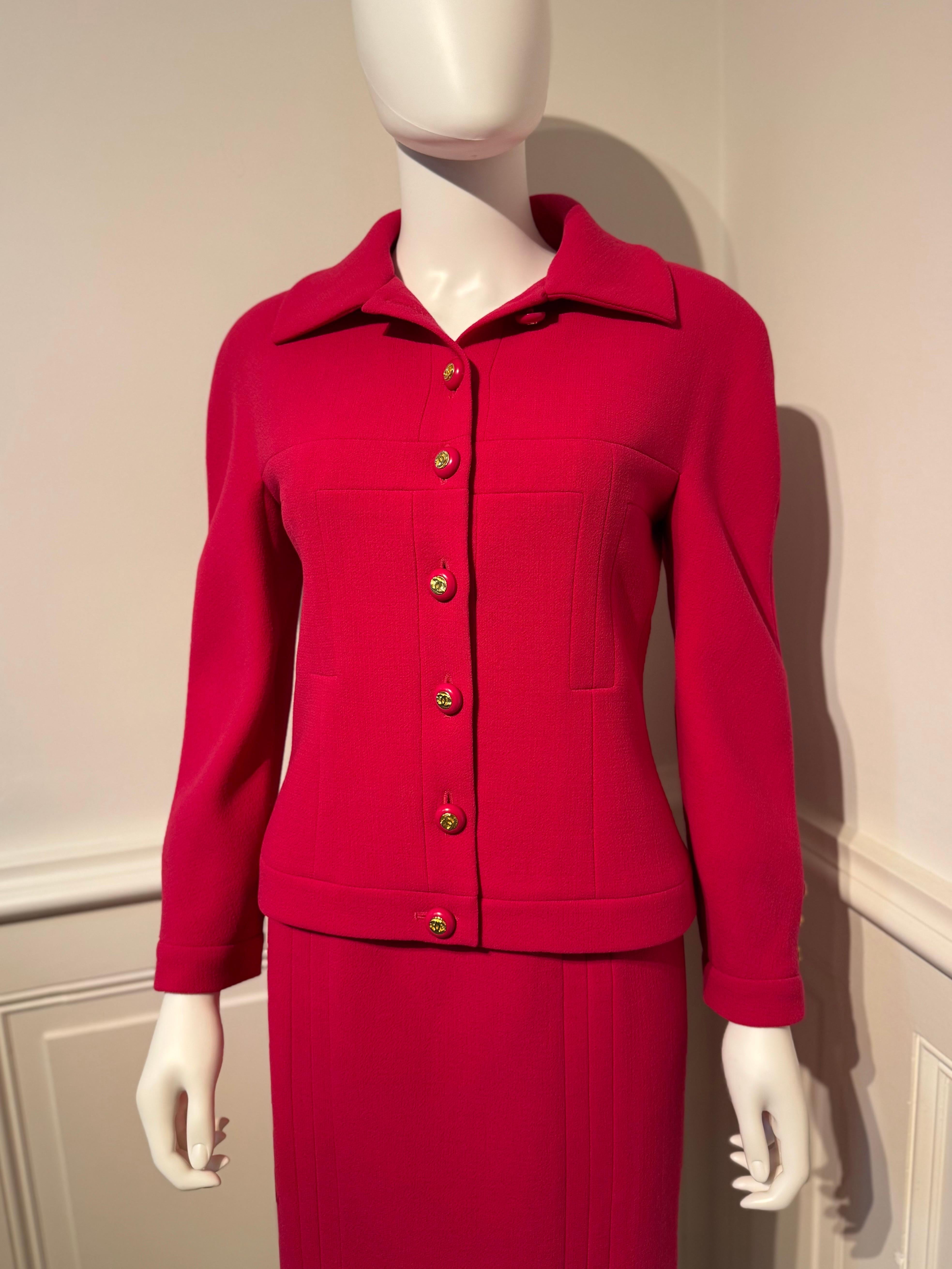 Chanel AW 1991 Hip-Hope Collection abito con gonna fucsia da passerella di Karl Lagerfeld in vendita 1