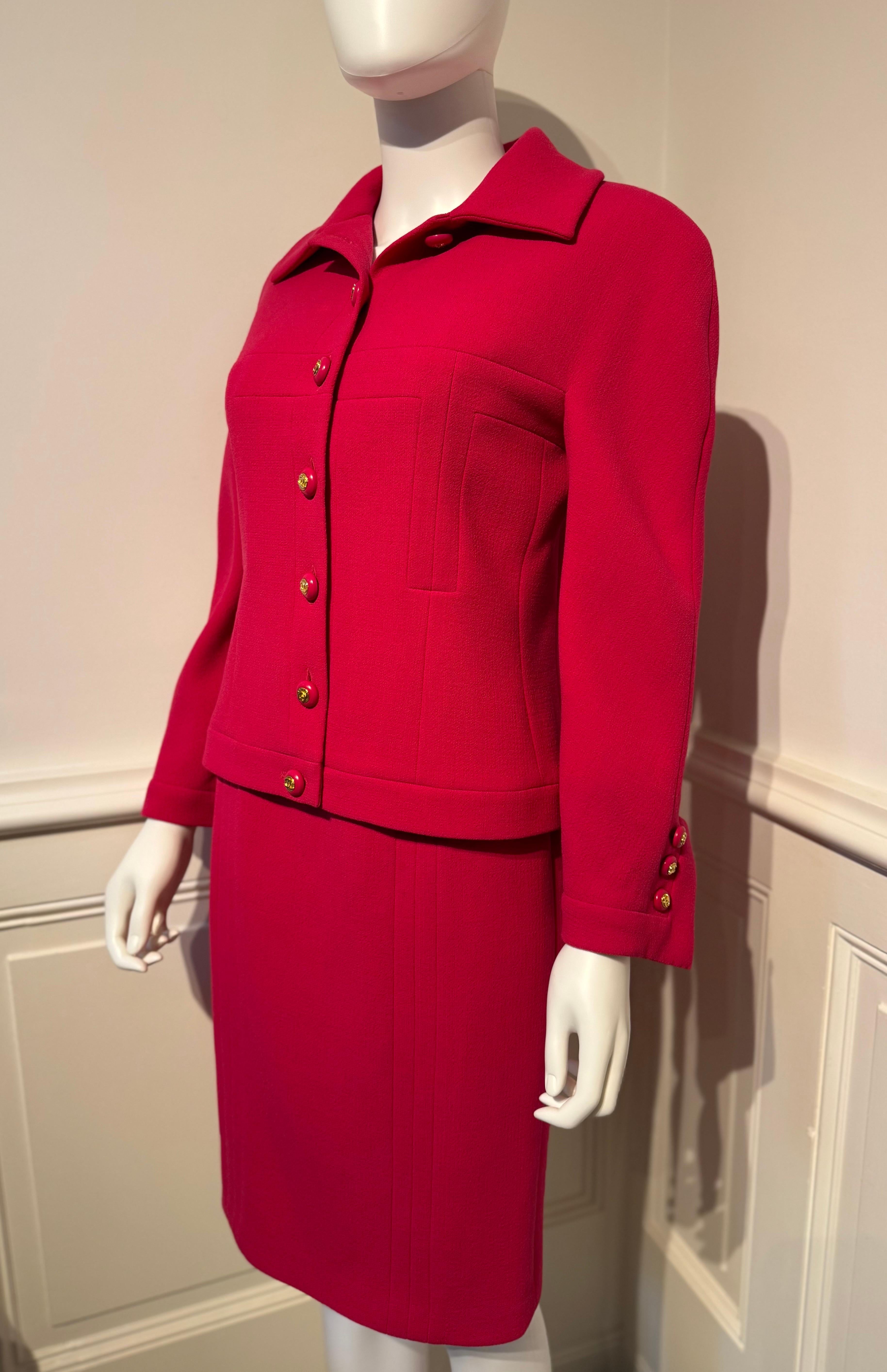 Chanel AW 1991 Hip-Hope Collection abito con gonna fucsia da passerella di Karl Lagerfeld in vendita 3