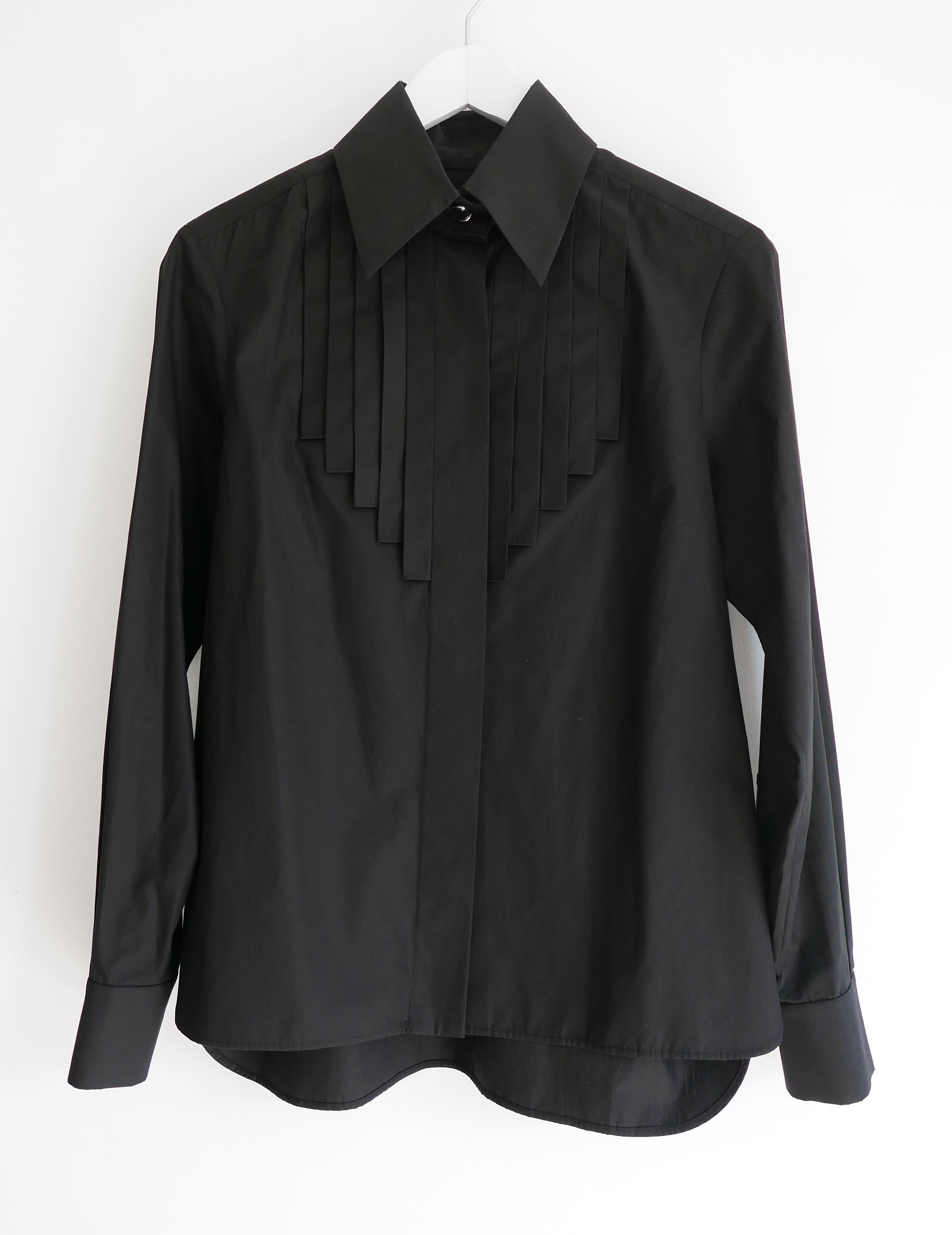 Chanel AW07 Black Tuxedo Shirt w/Bow Tie In New Condition For Sale In London, GB