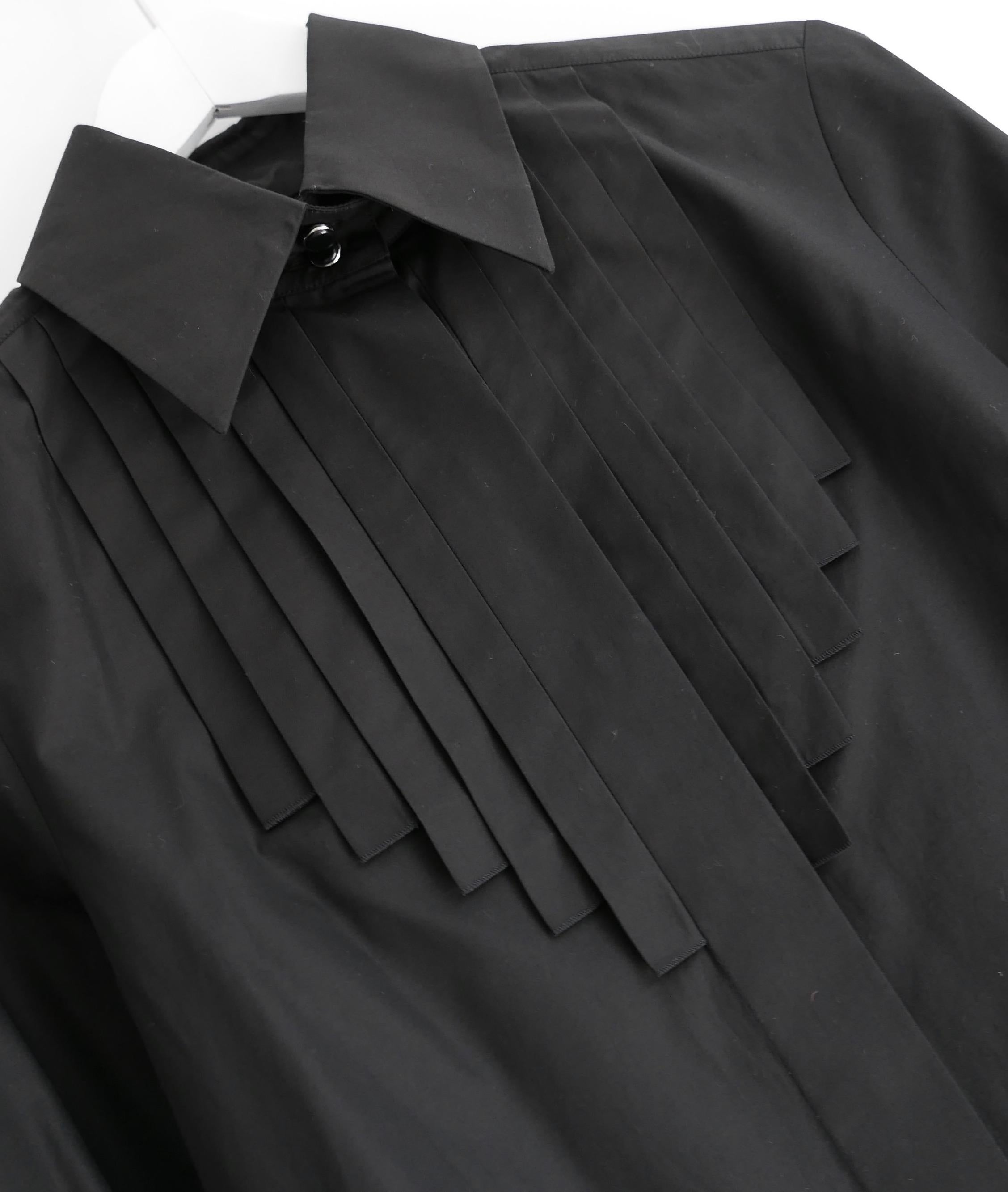 Chanel AW07 Schwarzes Smokinghemd mit Schleife im Angebot 2