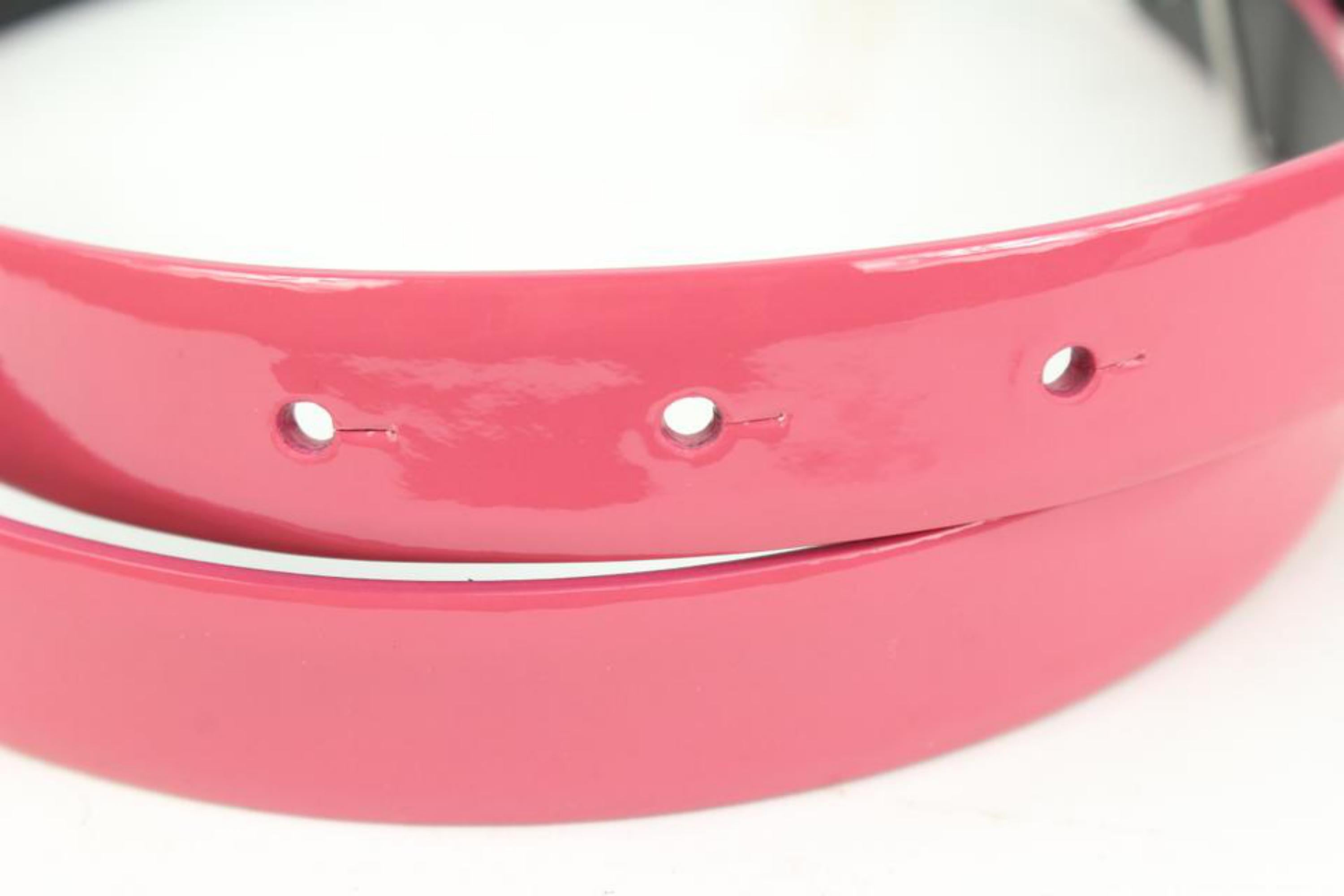 Chanel B 15P Hot Bubble Gum Pink Leather CC Belt 4ck318s 4