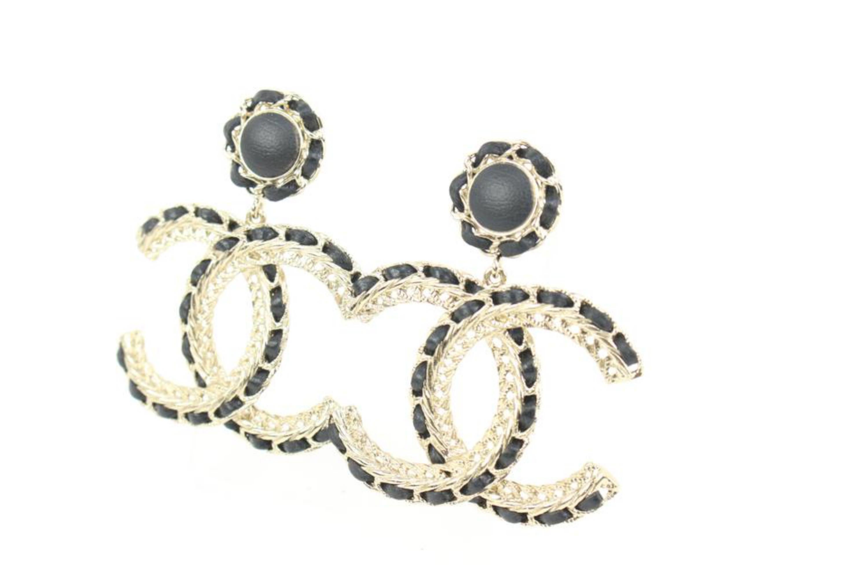 Chanel B 22S Jumbo Interlaced CC Chain Drop Earrings 17cz413s 4