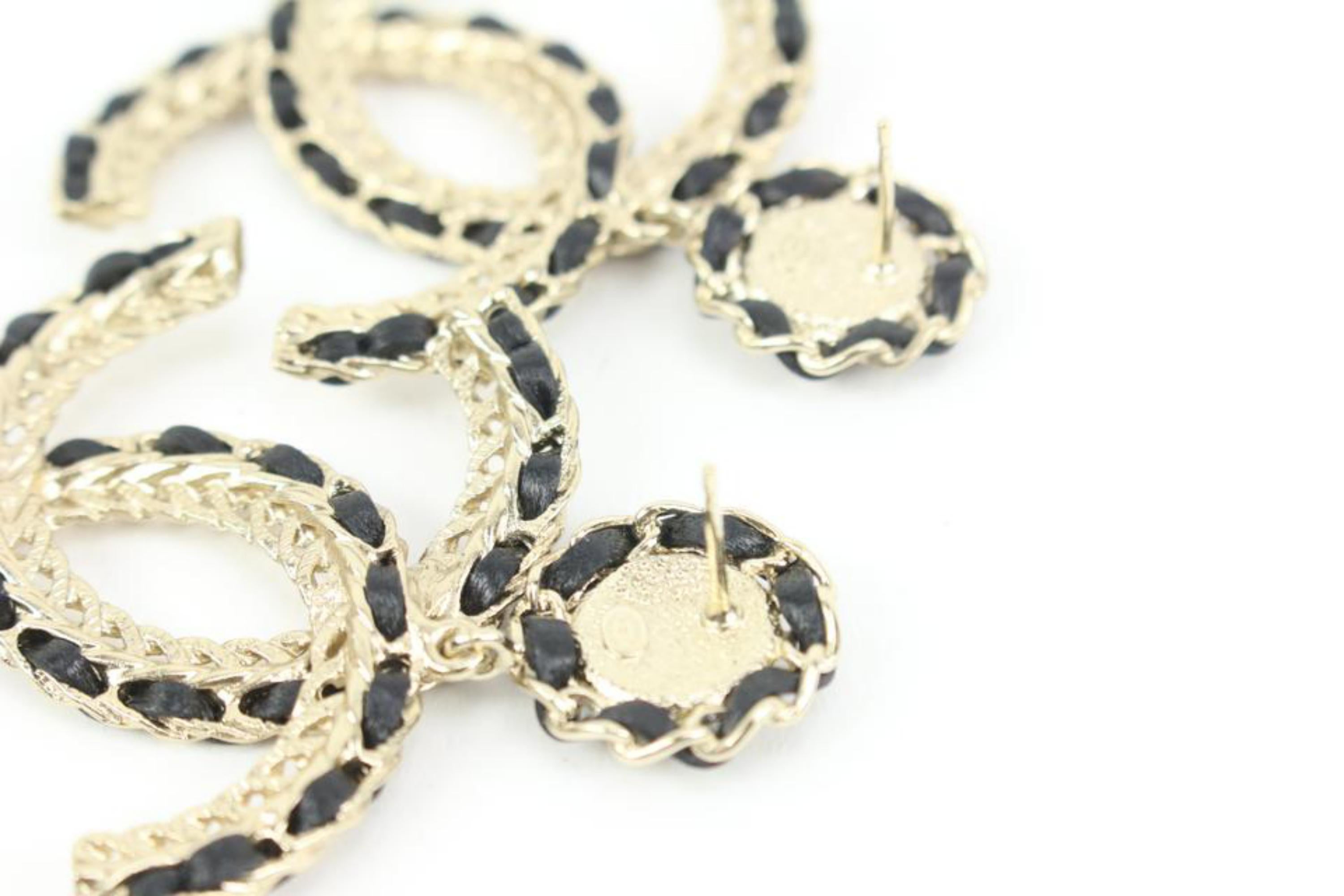 Chanel B 22S Jumbo Interlaced CC Chain Drop Earrings 17cz413s In New Condition In Dix hills, NY