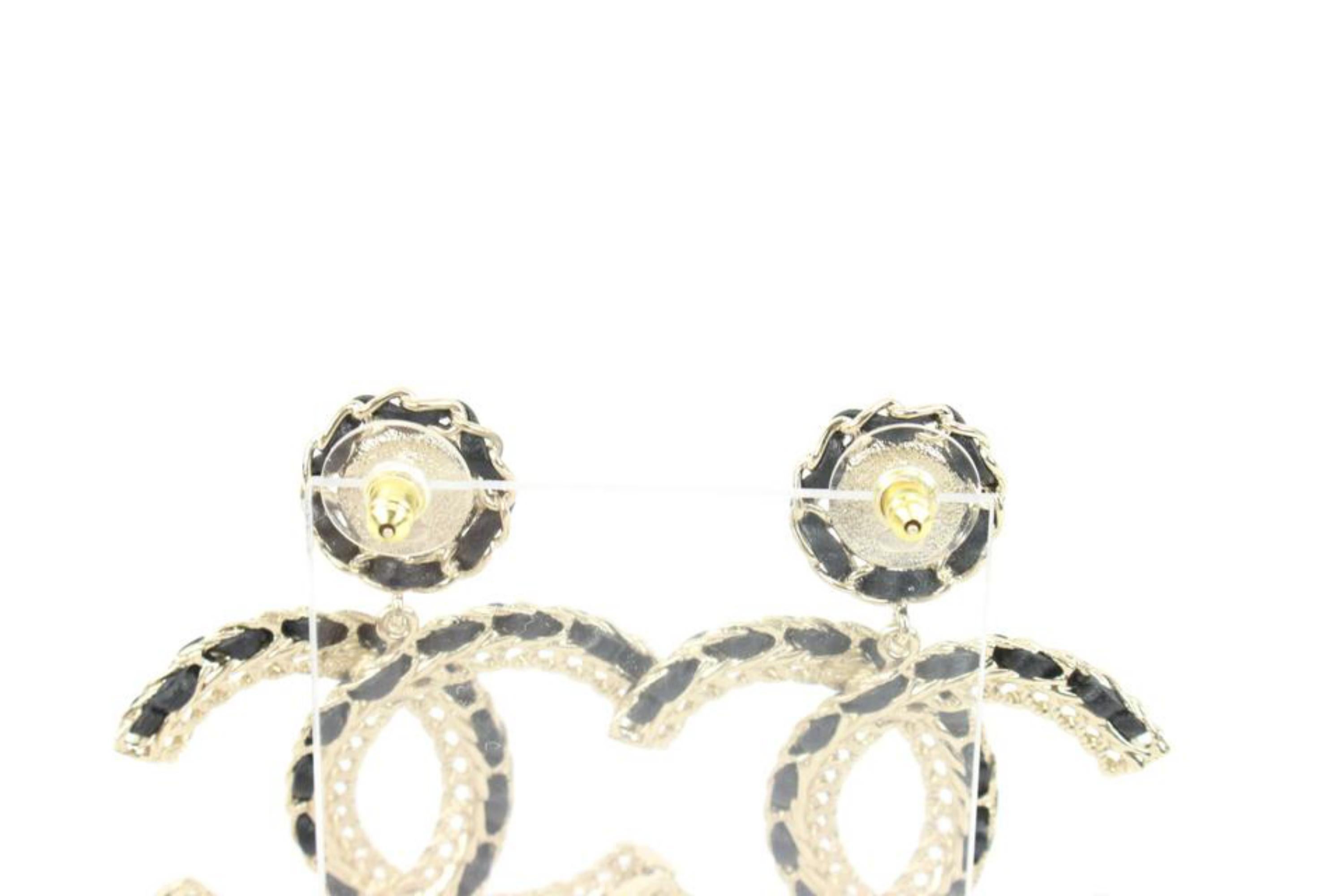 Chanel B 22S Jumbo Interlaced CC Chain Drop Earrings 17cz413s 1