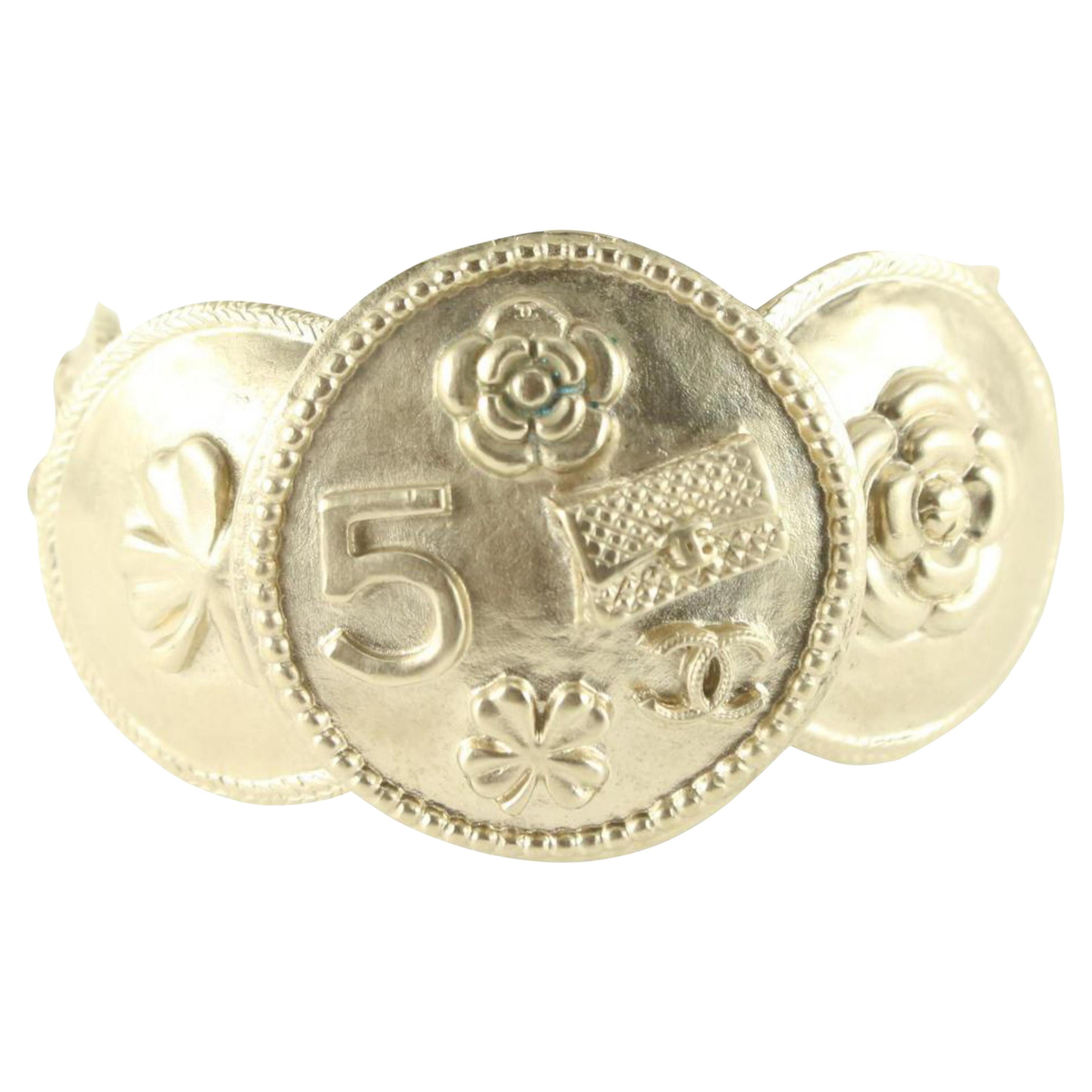 Chanel B14P Icon Coin Bangle Bracelet Cuff 88ck89s For Sale