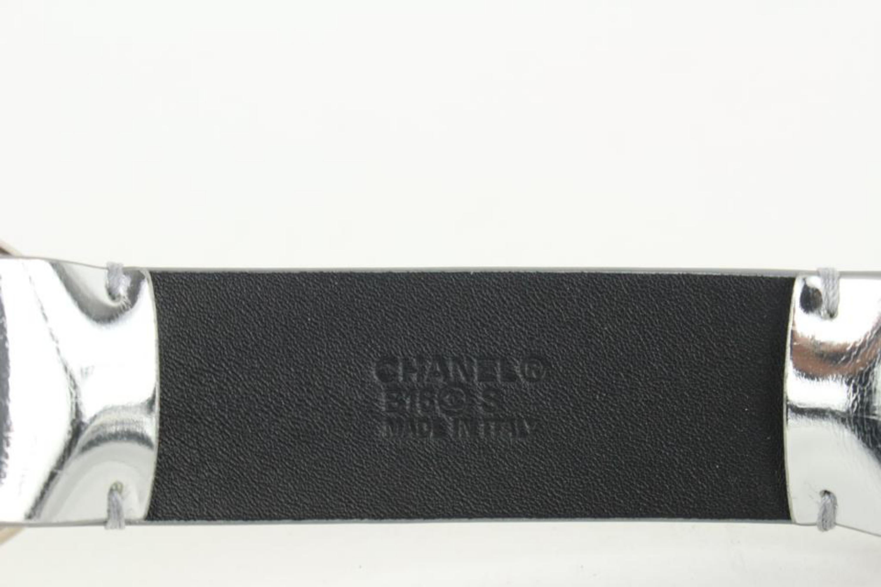 chanel B16S 70/28 Silver Leather CC Logo Belt 106c25 For Sale 6