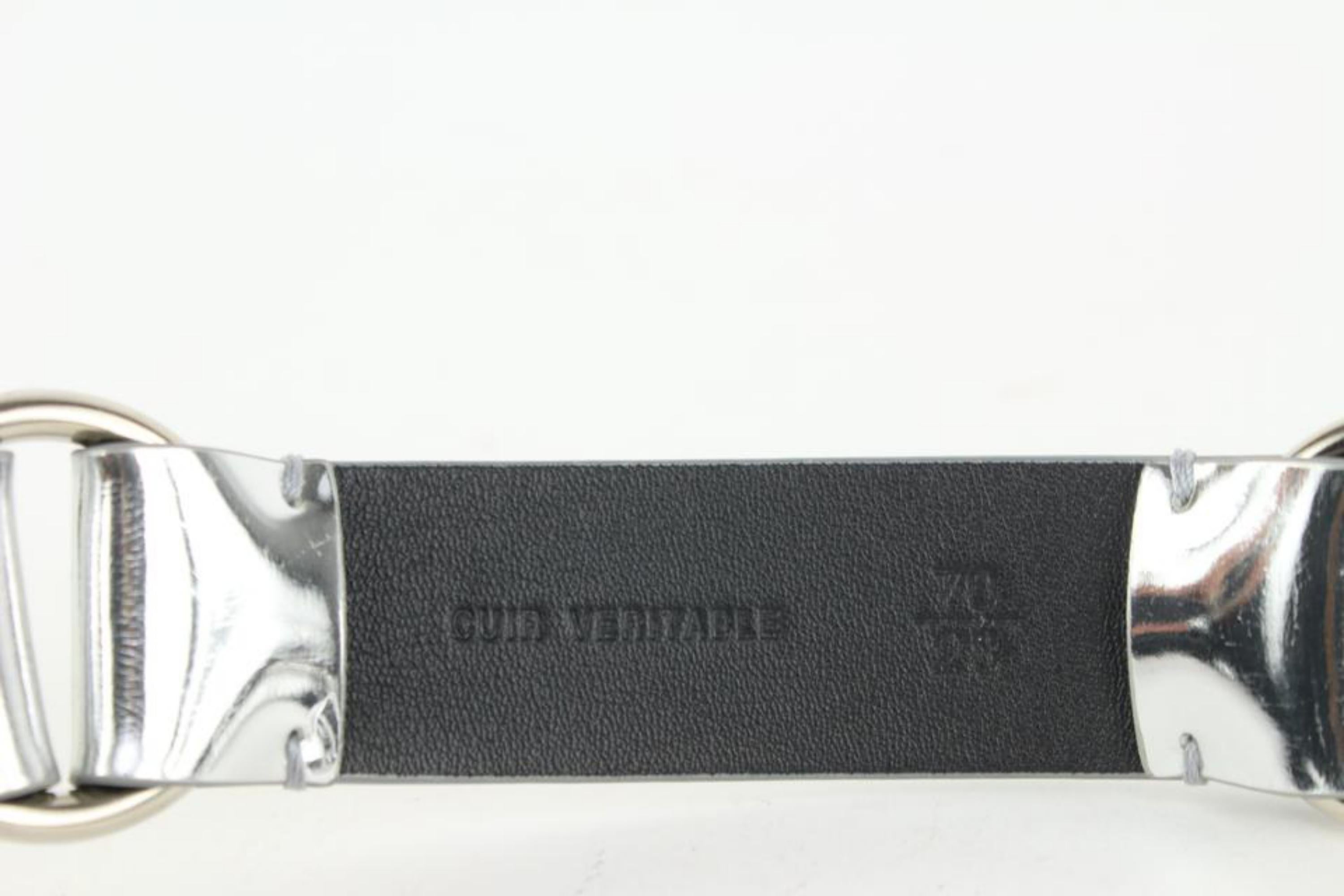 chanel B16S 70/28 Silver Leather CC Logo Belt 106c25 For Sale 7