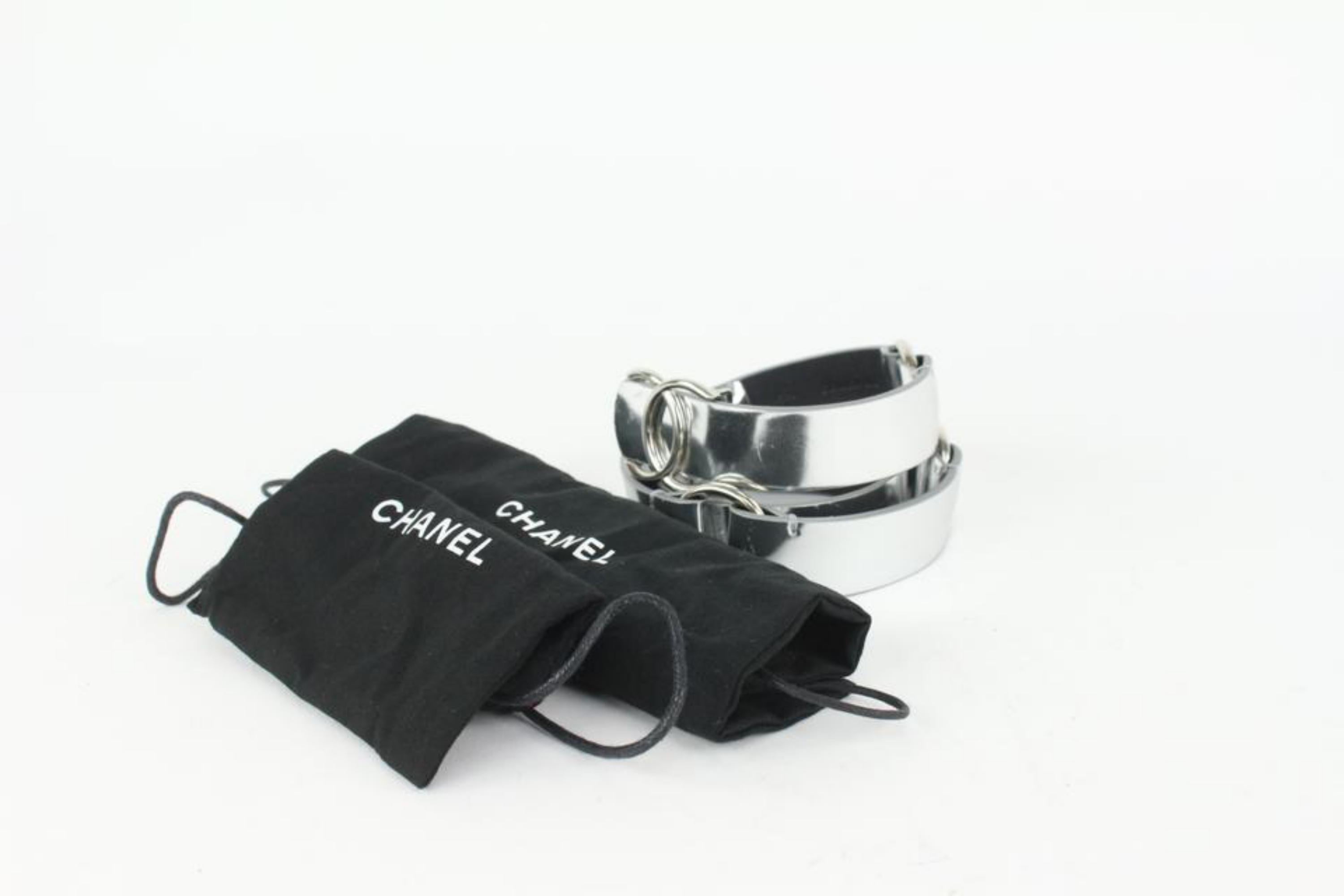 chanel B16S 70/28 Silver Leather CC Logo Belt 106c25 For Sale 8