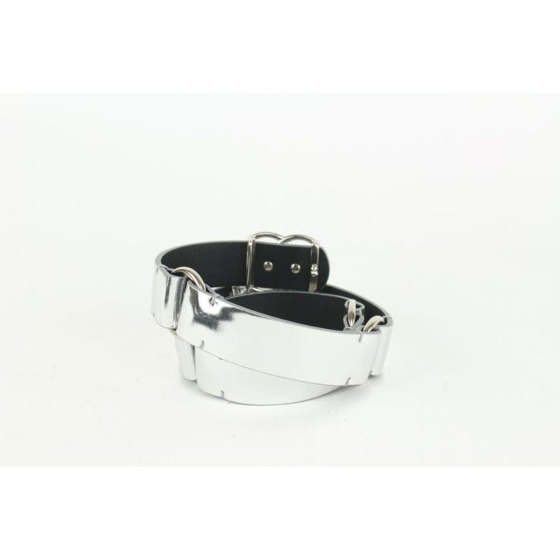 Chanel B16S 70/28 Silver Leather CC Logo Belt 106c25 In Good Condition For Sale In Dix hills, NY