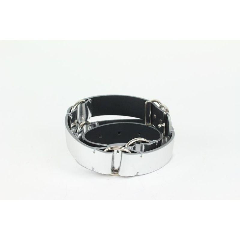 Women's Chanel B16S 70/28 Silver Leather CC Logo Belt 106c25 For Sale