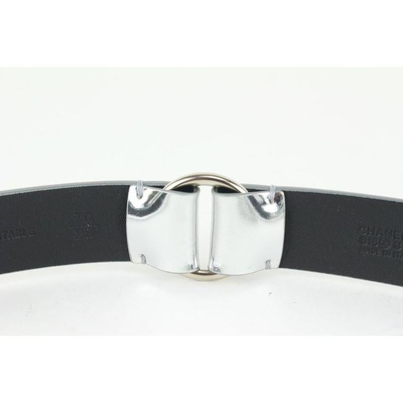 Chanel B16S 70/28 Silver Leather CC Logo Belt 106c25 For Sale 1