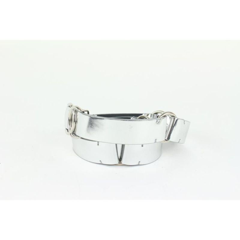 Chanel B16S 70/28 Silver Leather CC Logo Belt 106c25 For Sale 2