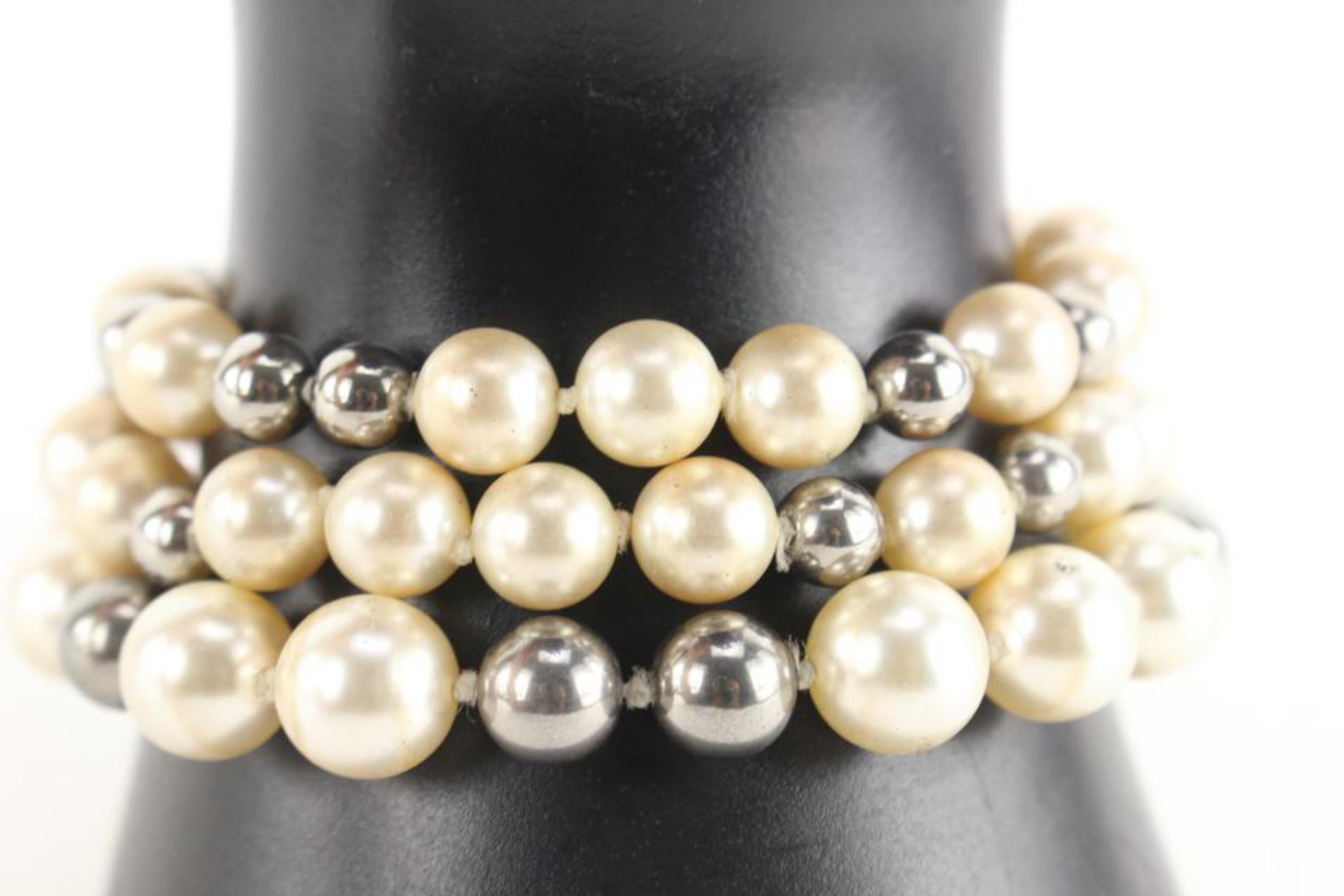 Women's Chanel B16S Three Strand Pearl CC Bracelet 67ck825s