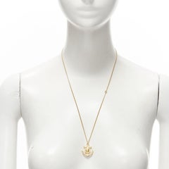 CHANEL B18A CC logo gold tone textured anchor nautical pendant necklace