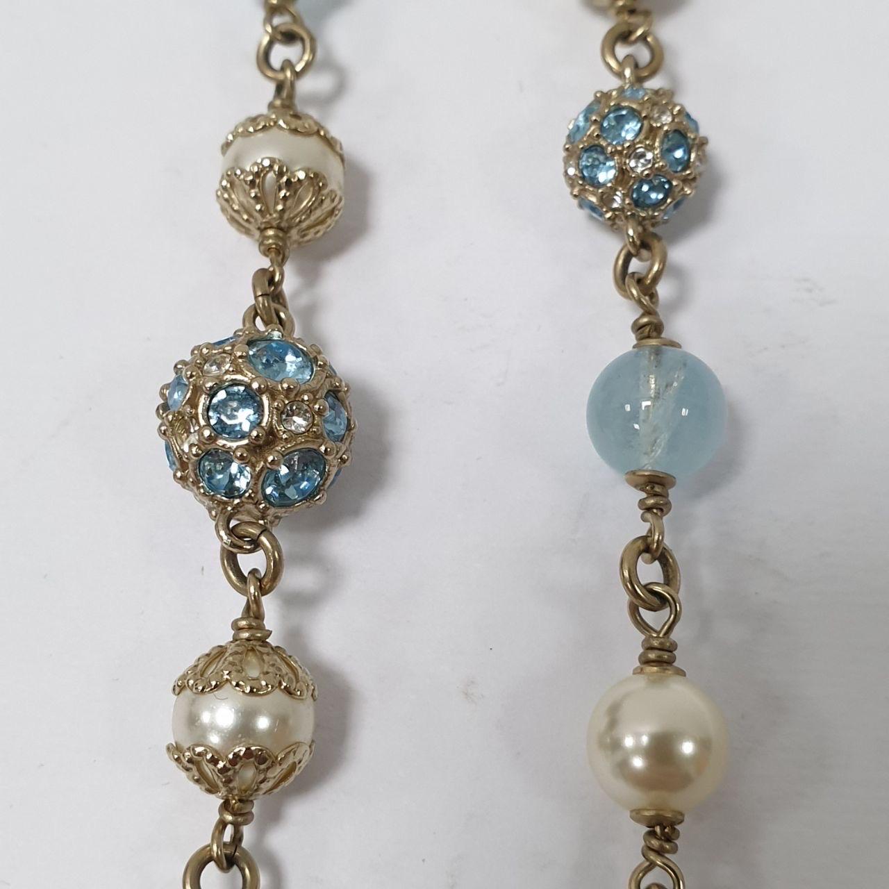 Donna Collana Chanel B19 in resina e perle color acquamarina in vendita