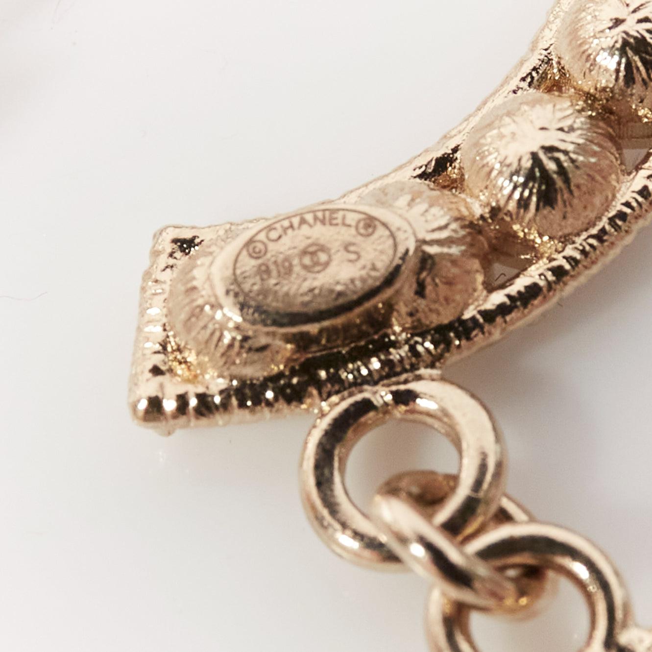 CHANEL B19S crystal CHA-NEL diamantes mismatch letter drop dangling pin earrings 7