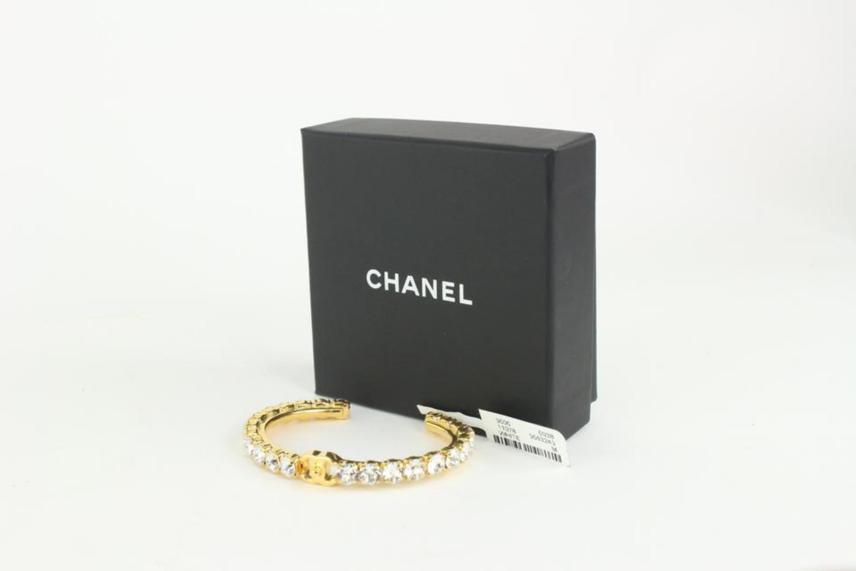 Chanel B20A Gold Crystal More is More CC Turnlock Bangle Bracelet Cuff 1118c6 4