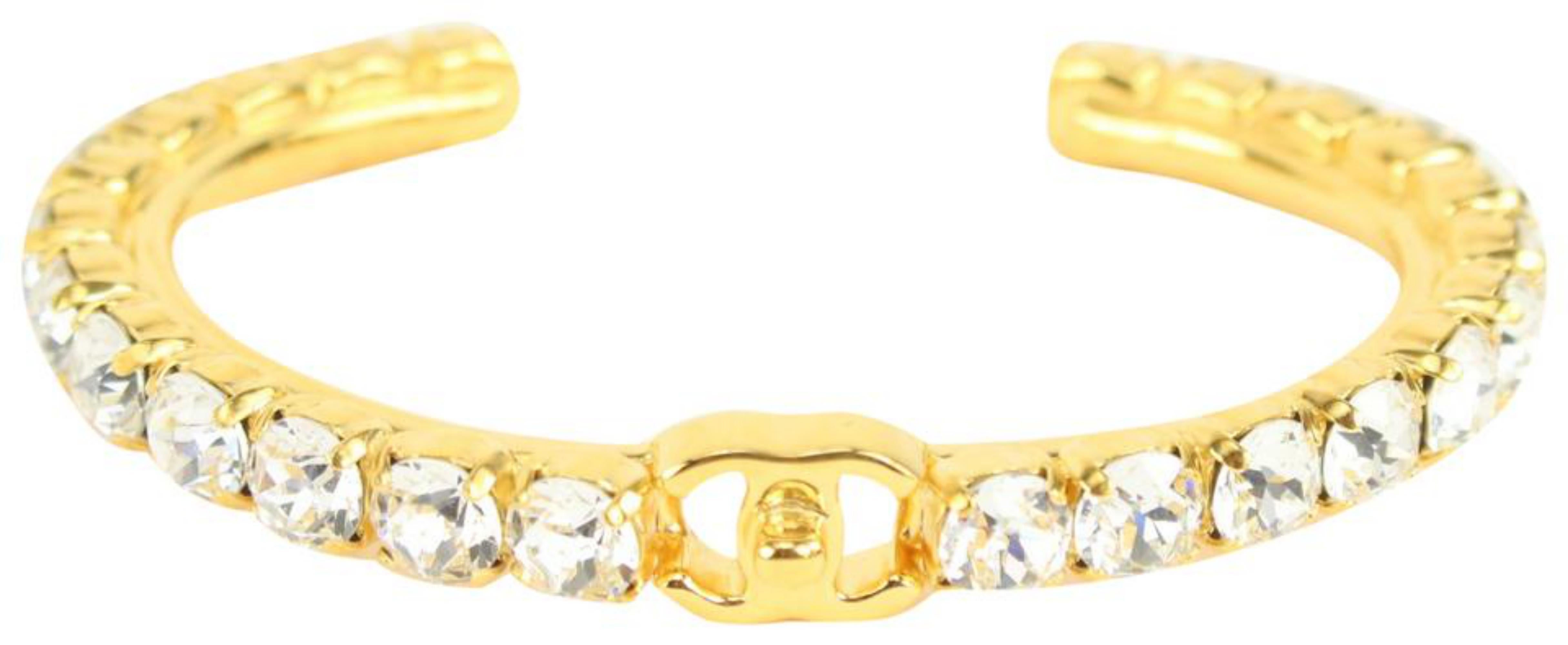 Chanel B20A Gold Crystal More is More CC Turnlock Bangle Bracelet Cuff 1118c6 5
