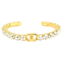 Chanel B20A Gold Crystal More is More CC Turnlock Bangle Bracelet Cuff 1118c6