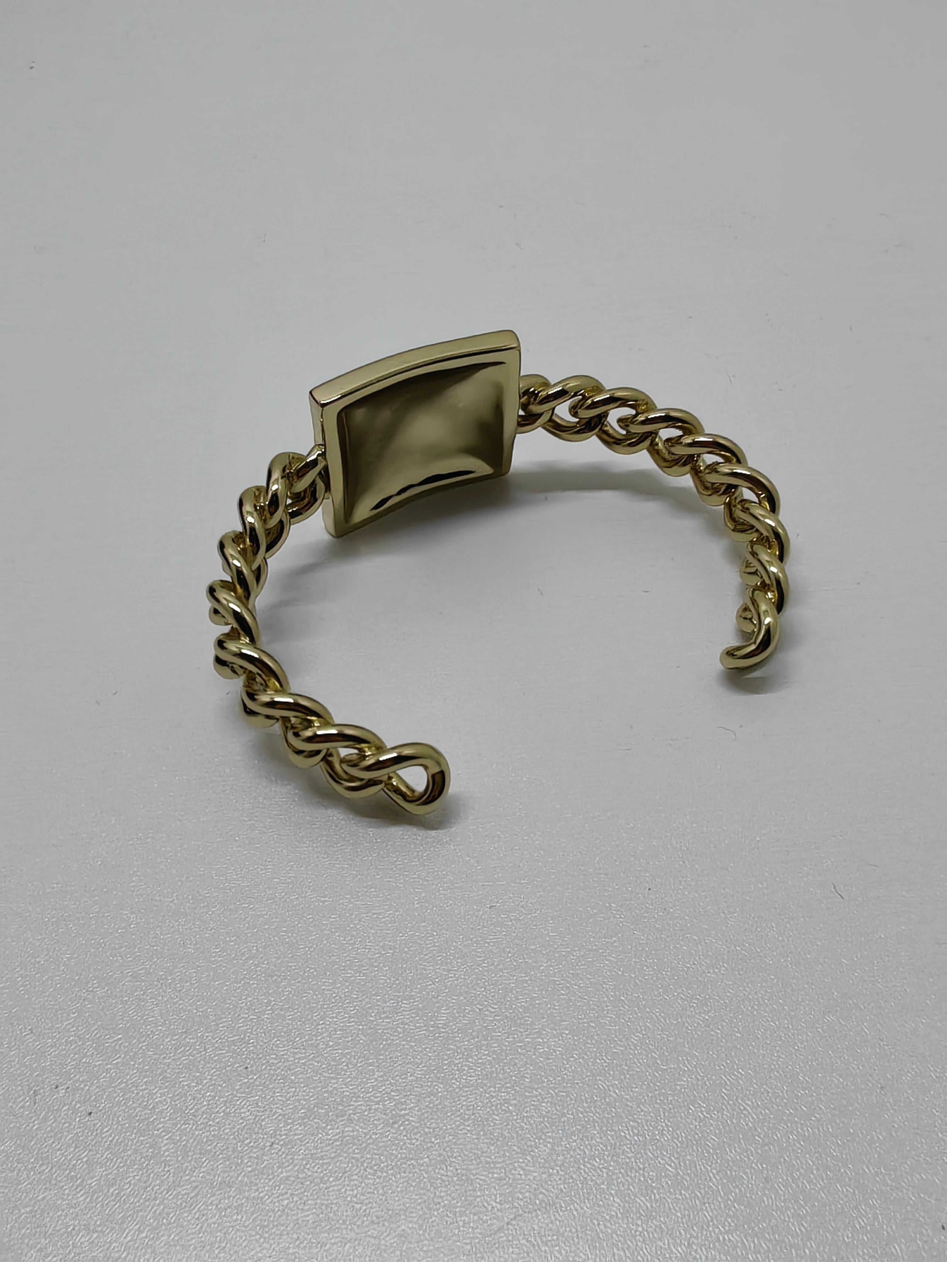 Women's Chanel B22 Large Square Black Enamel Chain Bangle Cuff For Sale