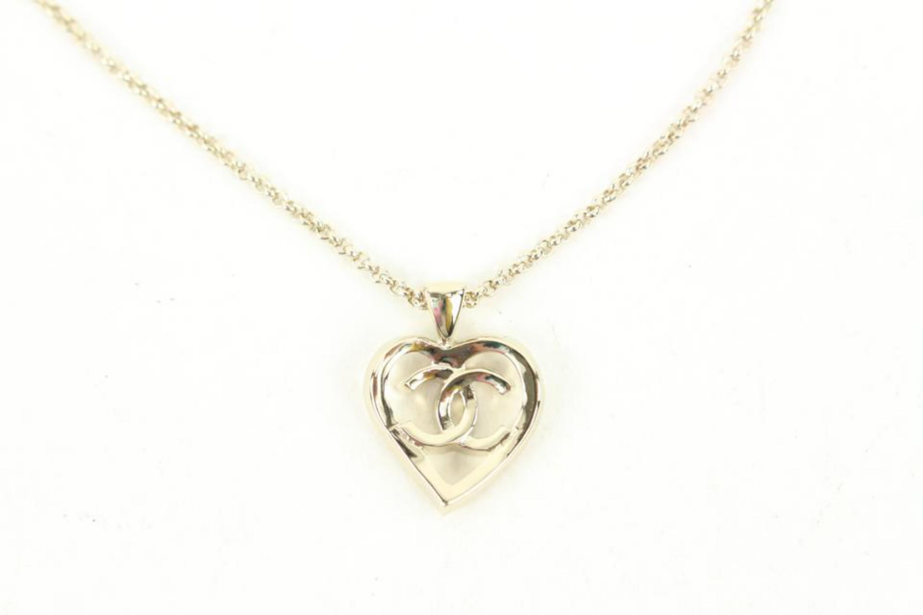 Gray Chanel B22P Gold Heart CC Logo Chain Necklace 76c24s