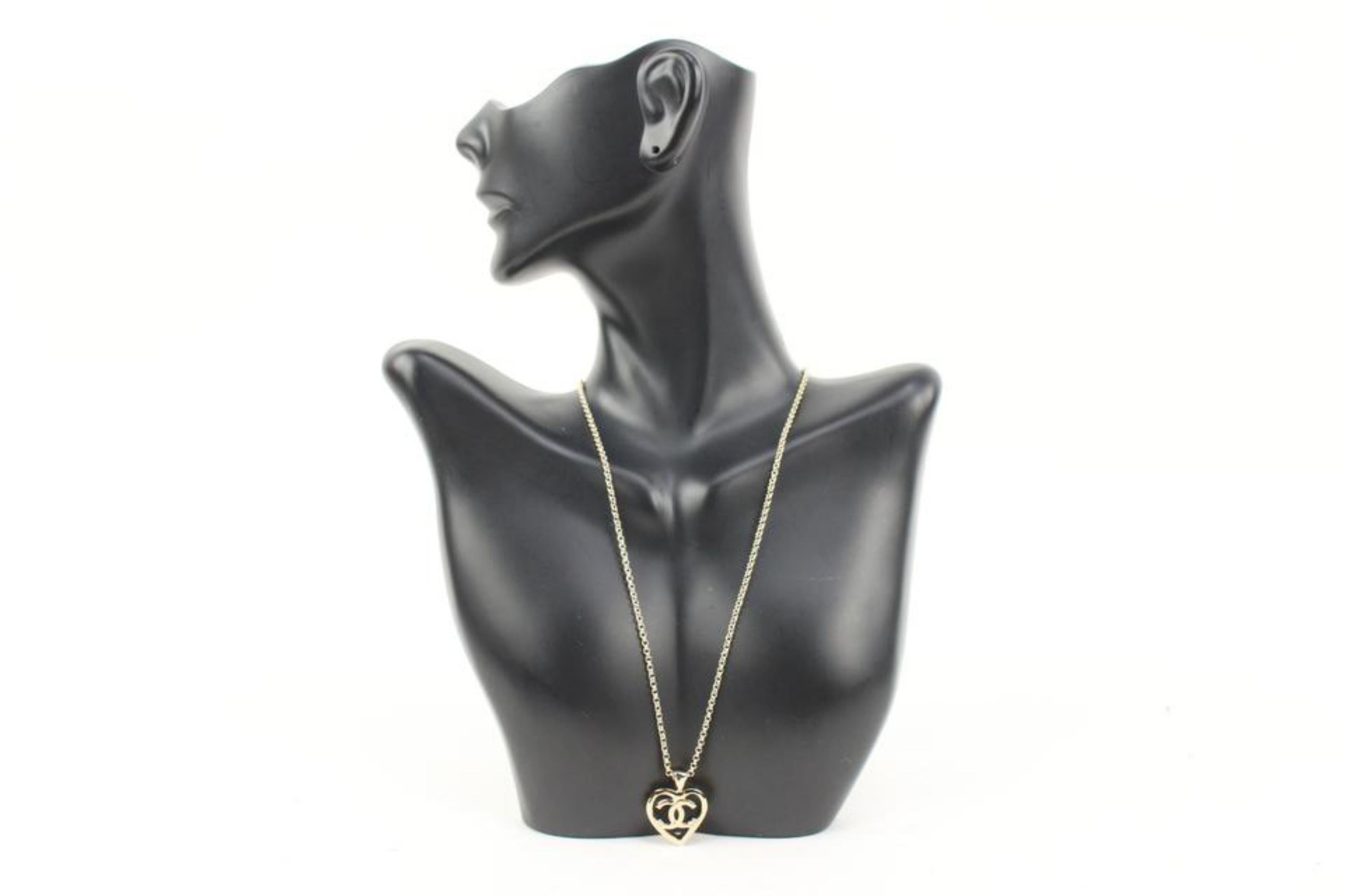 Chanel B22P Gold Heart CC Logo Chain Necklace 76c24s 2