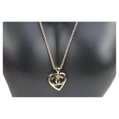 Chanel B22P Gold Heart CC Logo Chain Necklace 76c24s